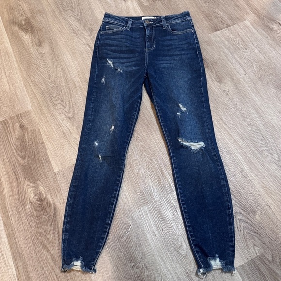 Cello Dark Wash Distressed Ripped Women’s Jeans 5 - Picture 1 of 4
